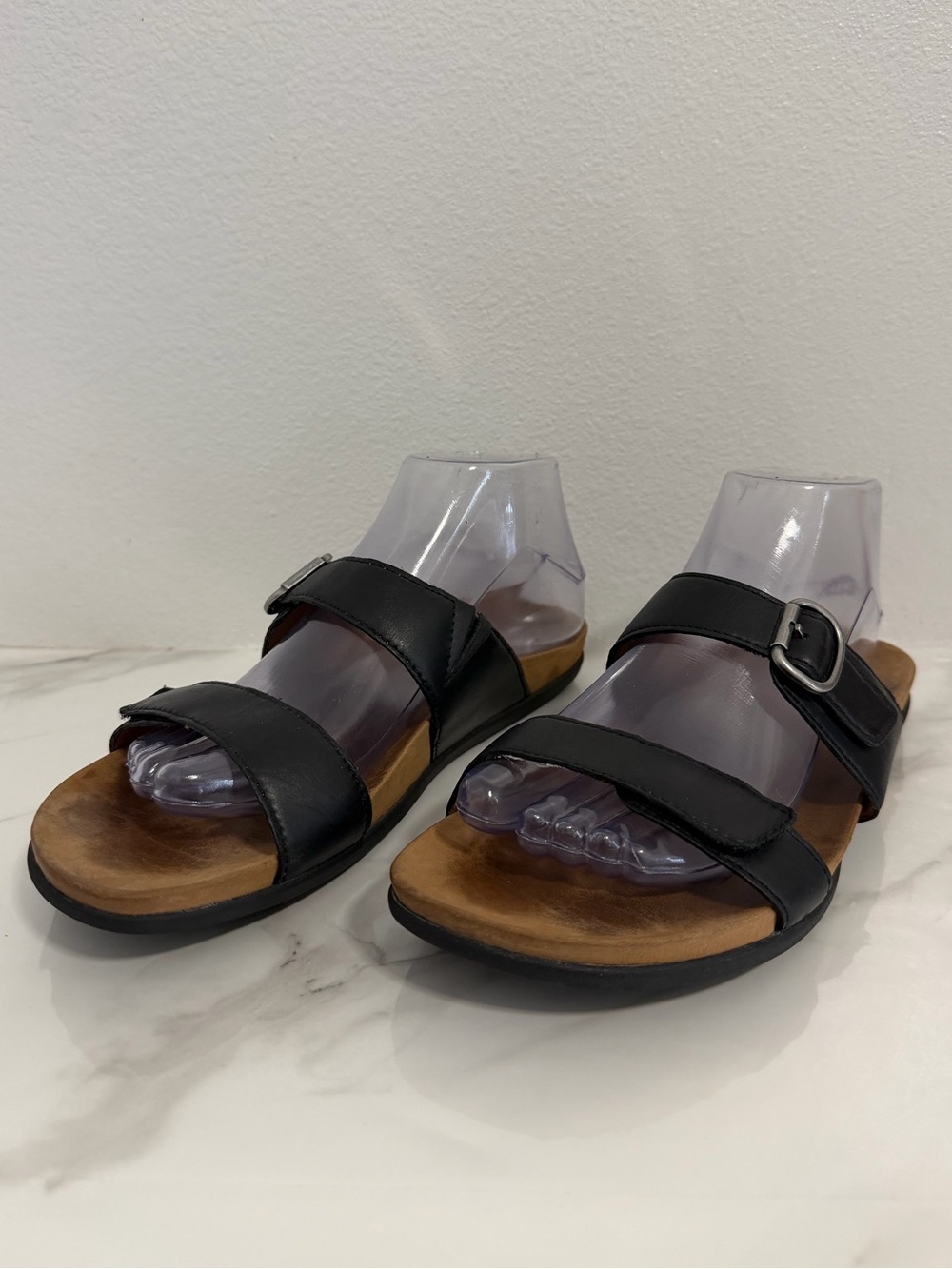 Dansko Justine slide sandals black Leather adjustable strap size 40 Women’s